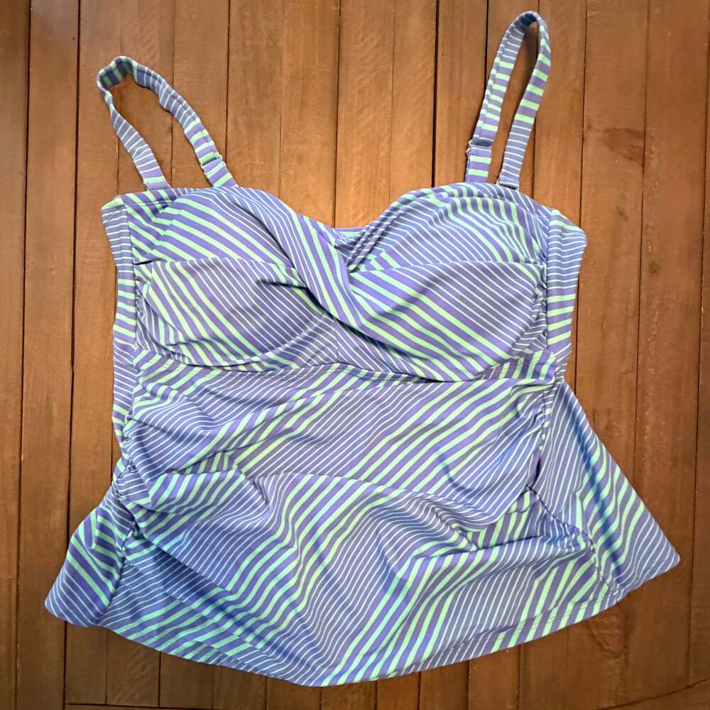 NWOT Collections by Catalina Women's Lavender/Green Stripe Tankini Top Size 3X